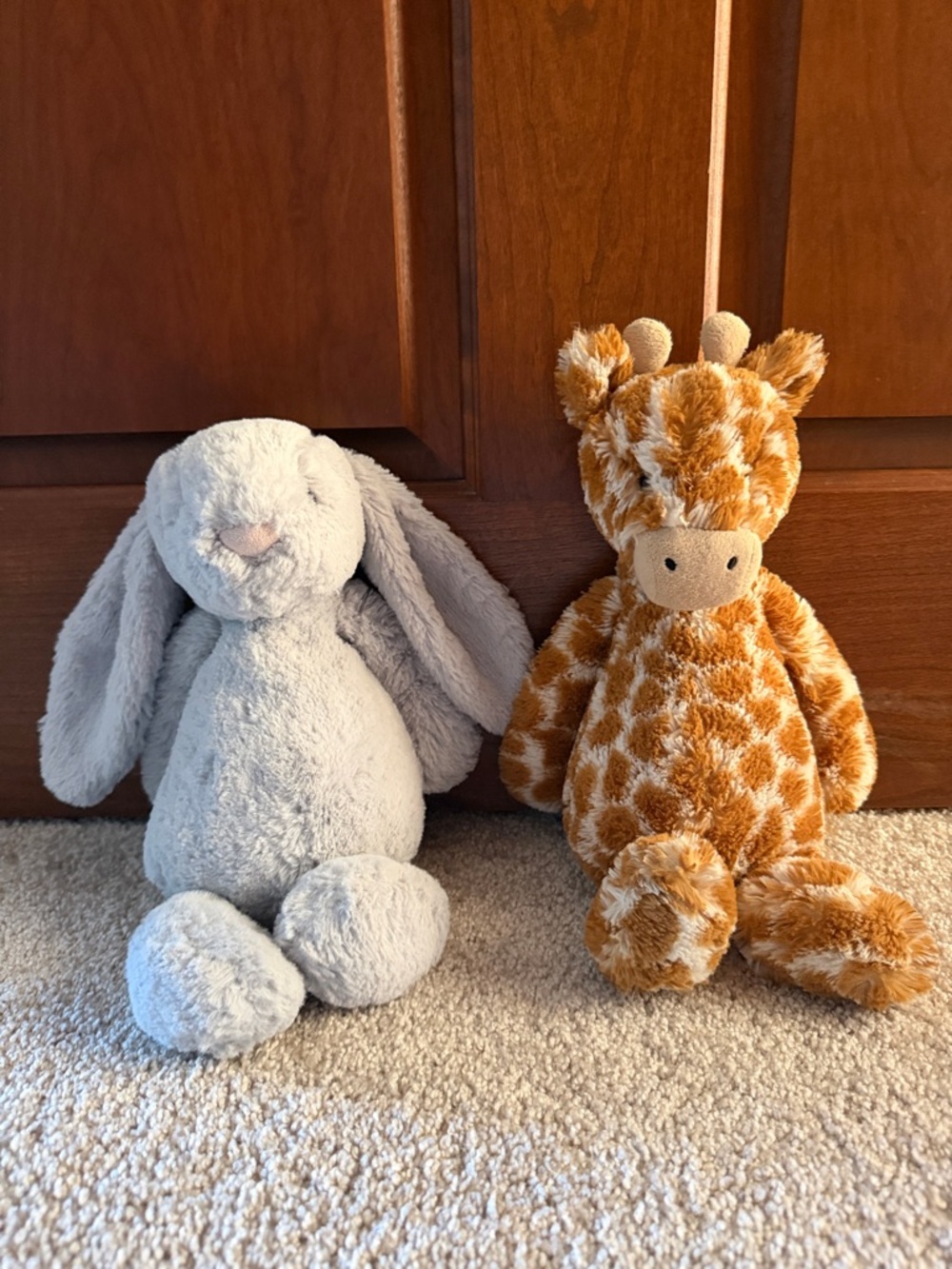 Jellycat Plush Bunny and Giraffe Soft Toy Set - Grey Bunny & Orange Giraffe